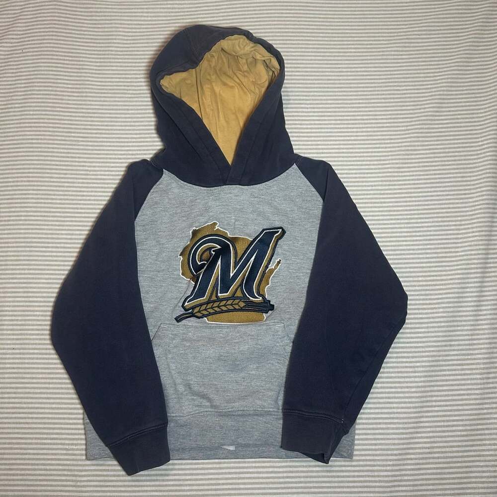Milwaukee Brewers Hoodie Youth Size S Gray Blue
